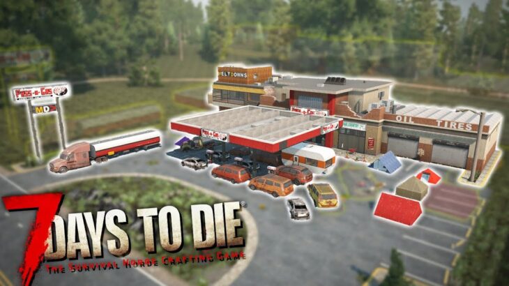 【7DTD】新たに追加されたガソリンスタンドが物資大量でうますぎる！「7 Days to Die α21」実況プレイ #12