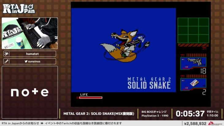 METAL GEAR 2: SOLID SNAKE(MSX復刻版) – RTA in Japan Winter 2022