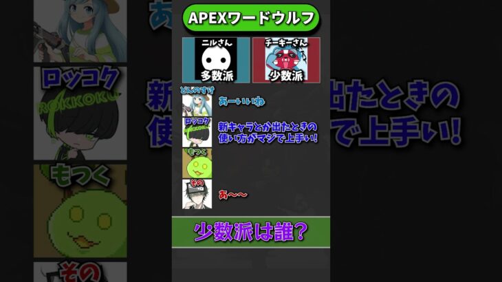 【少数派を探せ！】APEXワードウルフ「NIRUさんvsチーキーさん編」【APEX エーペックスレジェンズ】