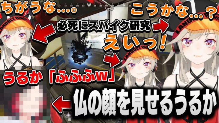 【V最協S5】必死にカタリストのスパイク研究をする小森めとを見て微笑ましくなりついつい仏の顔を見せてしまううるか【うるか/小森めと/イブラヒム/一ノ瀬うるは/切り抜き】