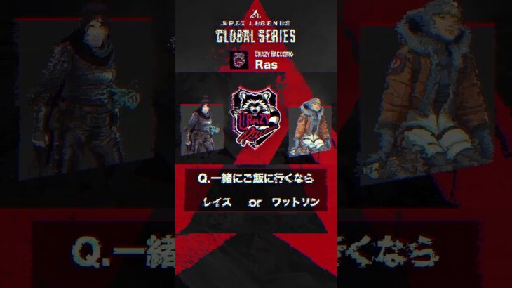 【#algs ショートインタビュー 】#Ras 選手に聞いてみた AorB？ #rage #apex #apexlegends #shorts