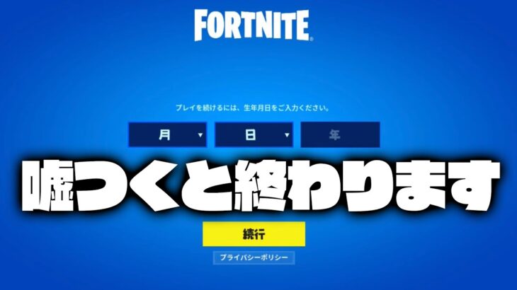 年齢設定でウソをつくと終わります 【フォートナイト/Fortnite】