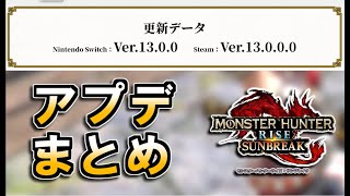 【サンブレイク】ver.13.0.0アプデまとめ。新情報が盛り沢山だったぞ！