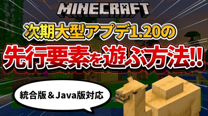 【マイクラ統合版/Java版】大型アップデートver1.20の先行要素を遊ぶ方法について紹介！【PE/Win10】ver1.19