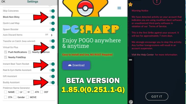 PGSharp New Update Beta Version 1.85.0(0.251.1-G) | Pokemon Go Account Ban Problem | New Feature ?