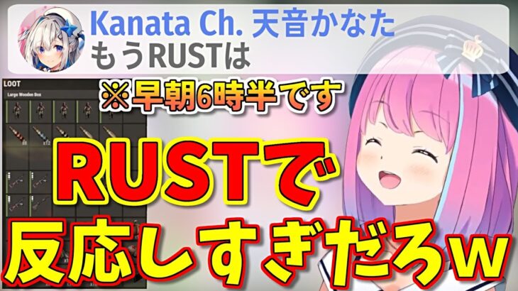 RUSTロス？ミスでRUSTのスクショを出したルーナ姫の配信に反応してしまうかなたん【姫森ルーナ/天音かなた/ホロライブ切り抜き】