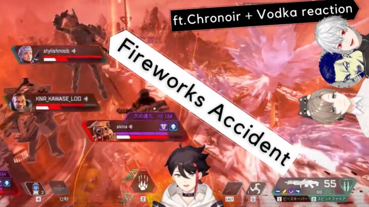 [ENG SUB] Kawase/Akina/StylishNoob Fireworks Accident ft Chronoir+Vodka reaction [Nijisanji]