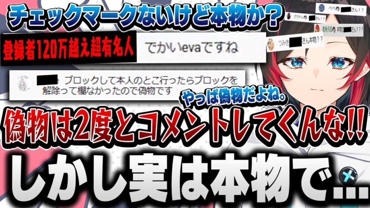 登録者120万越えの超有名人がコメント欄に登場するもチェックマークがなく偽物認定をしてしまい暴言まで吐いてしまった結果…【うるか/切り抜き】