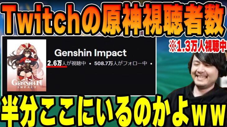 【原神】Twitch全体の原神視聴者の半分がk4senの配信にいたシーン 【2022/11/26】