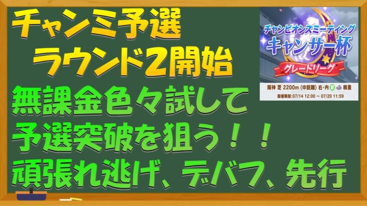 【ウマ娘】チャンミラウンド２　色々と試してみるけど予選突破できるか…