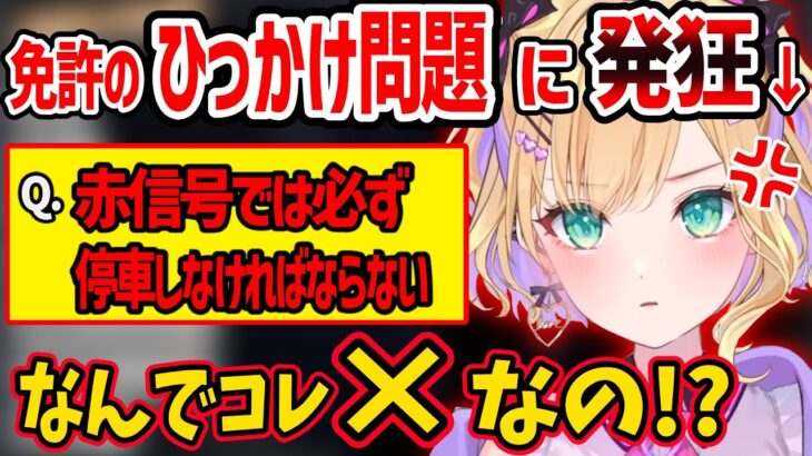 自動車免許の意地悪すぎるひっかけ問題にブチギレる胡桃のあww【胡桃のあ ぶいすぽ 切り抜き】